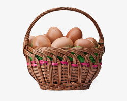 棕色禽蛋棕色篮子里的食用彩蛋实素材