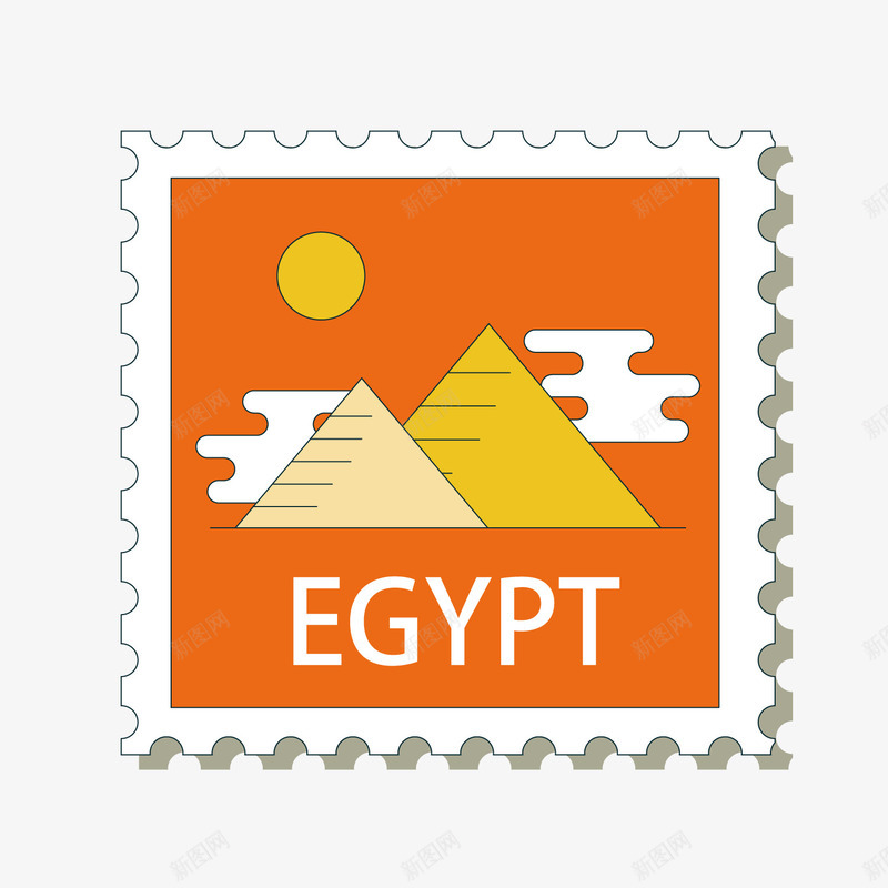 橙色旅行邮票png免抠素材_新图网 https://ixintu.com 卡通邮票 埃及 橙色旅行邮票 金字塔