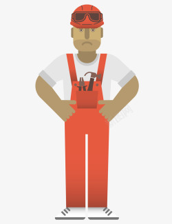 建筑工人模板穿着红色服装的工人图标高清图片