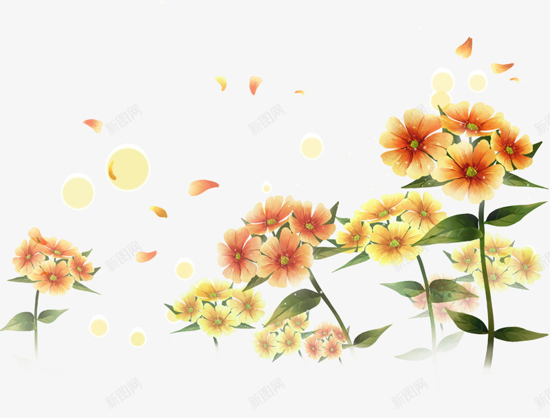 花风景背景png免抠素材_新图网 https://ixintu.com 橙色花朵 装饰花