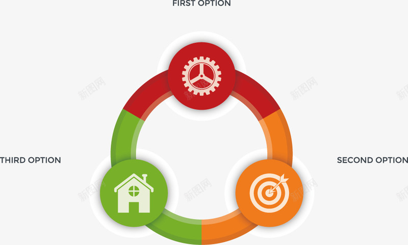 创意圆环三步目录图png免抠素材_新图网 https://ixintu.com 三步 三步骤 分布 圆环 目录 说明