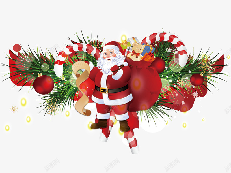 背着礼物的圣诞老人png免抠素材_新图网 https://ixintu.com 圣诞快乐 圣诞老人 圣诞节 大包裹 彩球