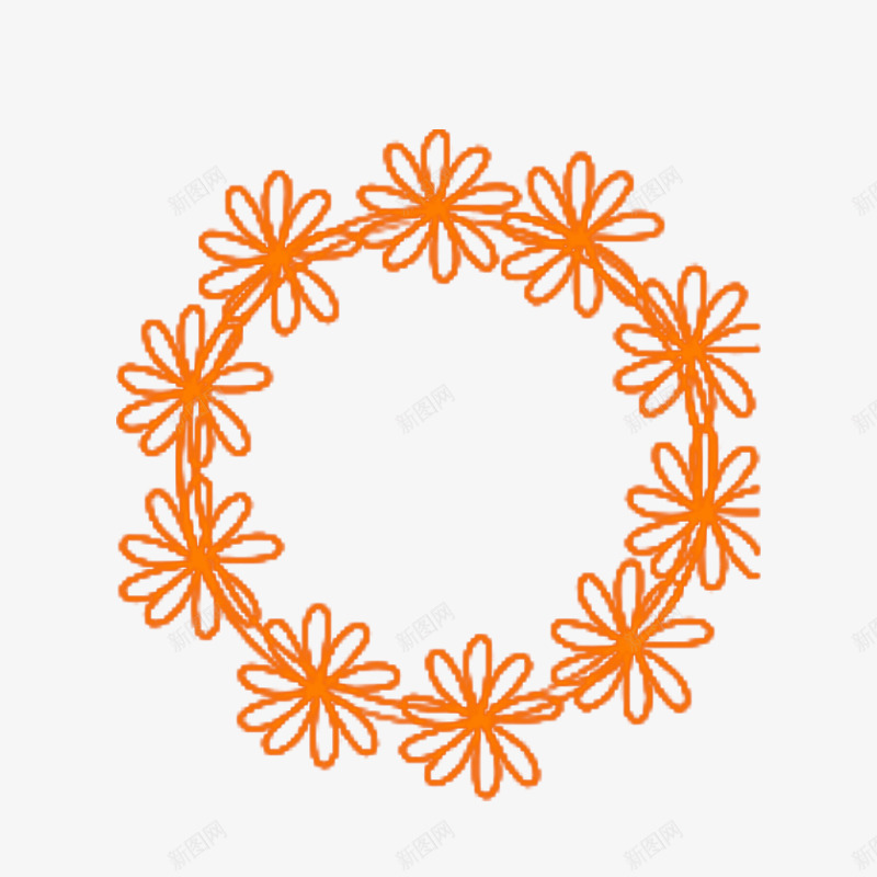 橙色花朵框架粉笔图案png免抠素材_新图网 https://ixintu.com 免抠 图案 效果 框架 橙色 粉笔 粉笔框 线条 花朵 装饰