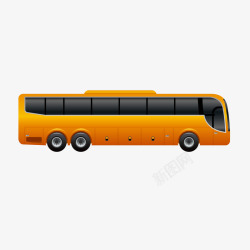 橙色车辆卡通橙色的大巴客车矢量图高清图片