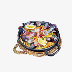 美味蛤蜊彩绘美味海鲜饭高清图片