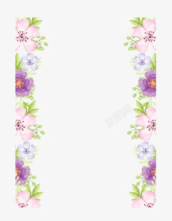 粉紫色浪漫花藤边框素材