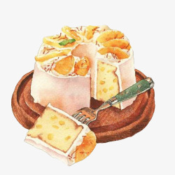 姘村鐢诲吐司蛋糕手绘画片高清图片