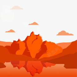 山的倒影橙色的日落景观高清图片