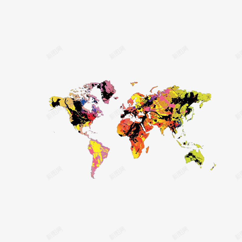 五彩缤纷世界地图png免抠素材_新图网 https://ixintu.com 世界地图 墨迹 彩色地图 潮流元素