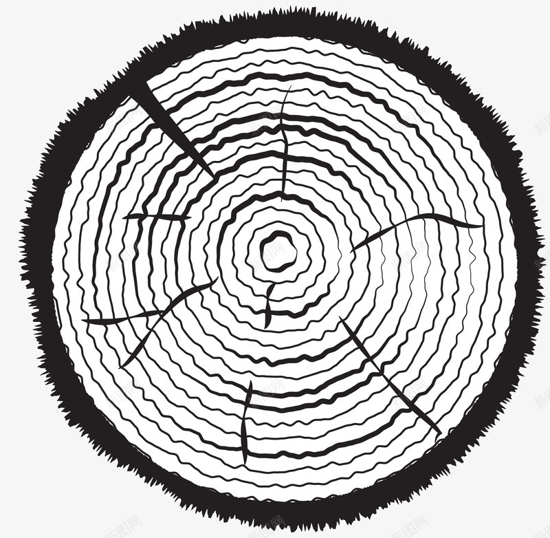 黑色圆形裂开的年轮png免抠素材_新图网 https://ixintu.com 圆形年轮 年轮 树木的年龄 矢量年轮 矢量树木年轮 裂开 黑色