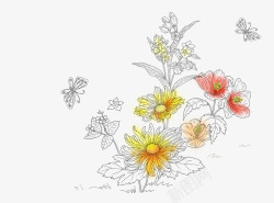 卡通手绘花朵简笔画素材
