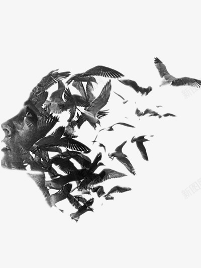 飞舞的燕子png免抠素材_新图网 https://ixintu.com 人头装饰 创意人头 创意燕子 飞翔
