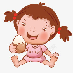 吃鸡蛋吃鸡蛋的女孩矢量图高清图片