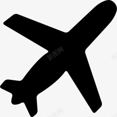 飞机上升的黑色形状旋转右图标图标