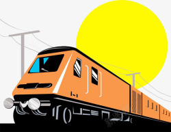专列现代简约橙色火车图形高清图片