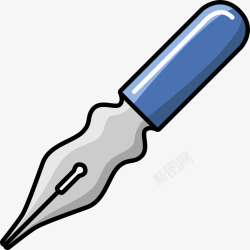 知识笔尖蓝色尖角钢笔笔尖矢量图高清图片