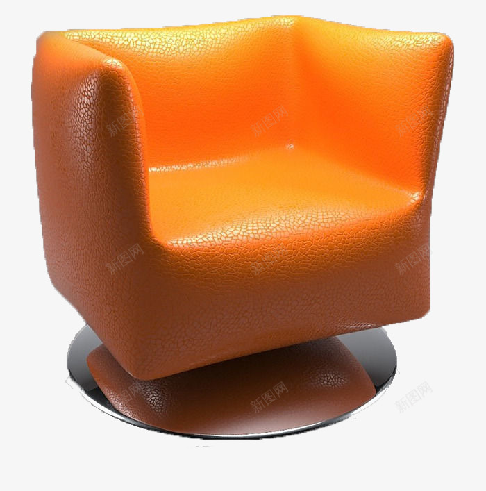 橙色皮质贵宾椅png免抠素材_新图网 https://ixintu.com 商务 皮质 简约 舒适 贵宾椅
