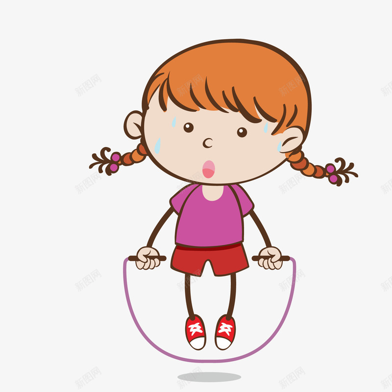 紫红色跳绳的卡通女孩矢量图ai免抠素材_新图网 https://ixintu.com 卡通女孩 女孩 橙色 紫色 红色 跳绳 运动女孩 矢量图