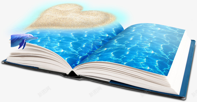 创意海洋书本沙滩png免抠素材_新图网 https://ixintu.com 书本 创意 沙滩 海洋