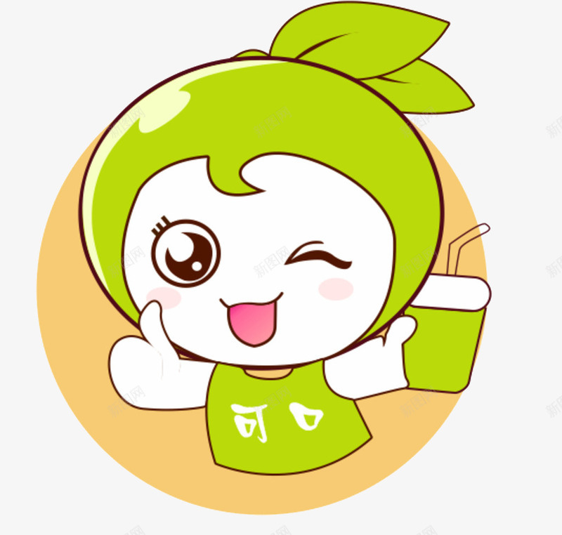 可口奶茶logo图标png_新图网 https://ixintu.com 可爱 奶茶 奶茶logo 小女孩 绿色