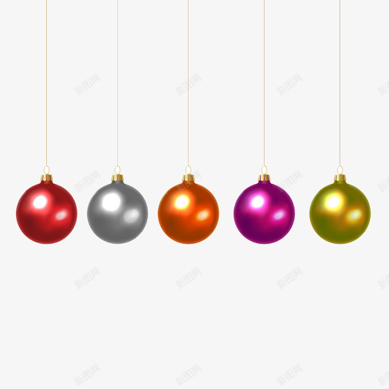 圣诞节装饰彩色吊球png免抠素材_新图网 https://ixintu.com 圣诞节吊球 圣诞节彩球 节日彩球 装饰彩球