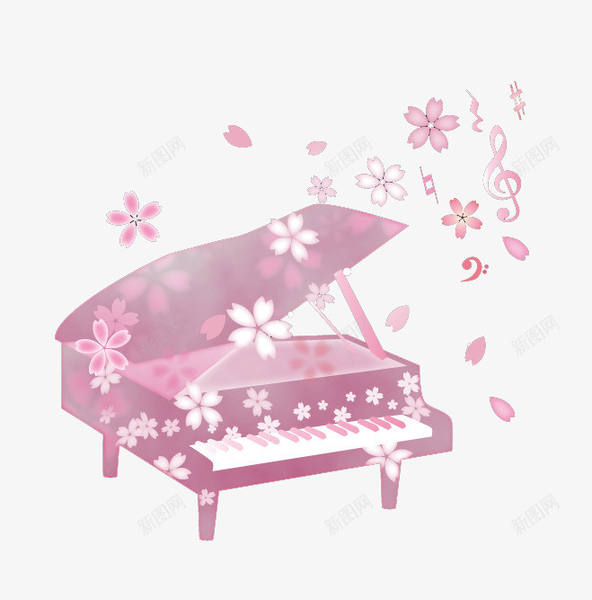 手绘钢琴png免抠素材_新图网 https://ixintu.com 乐器 手绘画 矢量装饰 装饰 钢琴