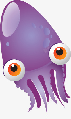 紫色卡通章鱼素材