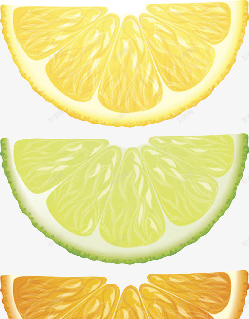 橙黄绿色美味的水果柠檬片卡通png免抠素材_新图网 https://ixintu.com 免扣 免费下载 卡通柠檬片 柠檬 柠檬片 橙色 水果 酸水果