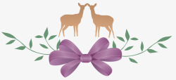 驯鹿紫色蝴蝶结矢量图素材