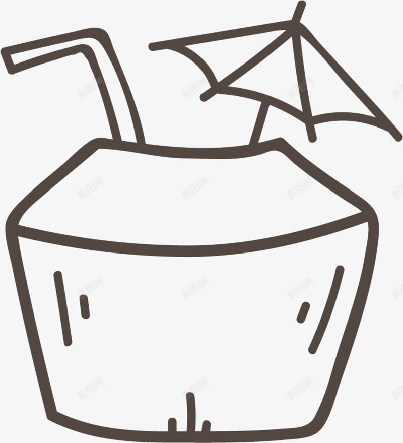 夏日气息手绘椰子图标png_新图网 https://ixintu.com 一个椰子 夏日气息 手绘椰子 椰子汁 画画 绘画