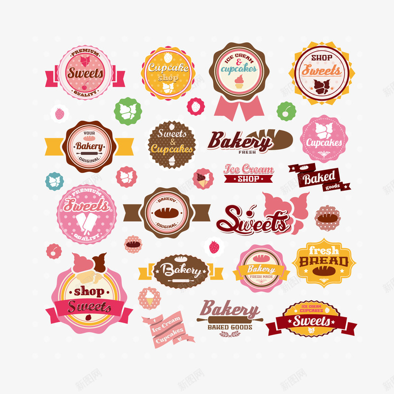 面包店标签条纹图图标png_新图网 https://ixintu.com 甜心图片 美味食品 蛋糕店图标 面包LOGO 面包店标签
