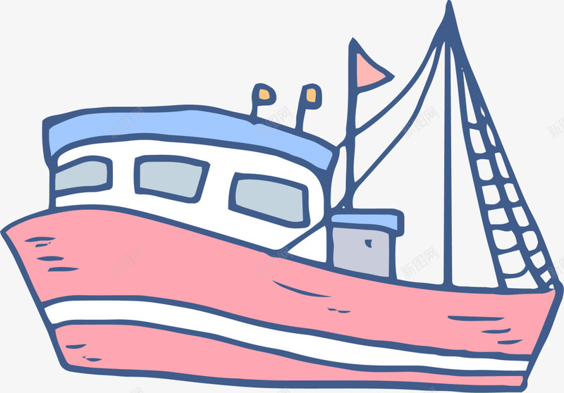 儿童手绘粉色轮船png免抠素材_新图网 https://ixintu.com 儿童手绘 手绘轮船 游轮 画画 粉色轮船 绘画