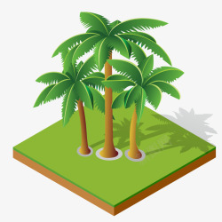 草坪板块上的椰子树素材