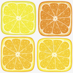 橙黄色美味的水果柠檬片卡通素材