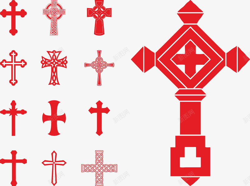 各种款式十字架红色png免抠素材_新图网 https://ixintu.com 十字架 红色 红色矢量