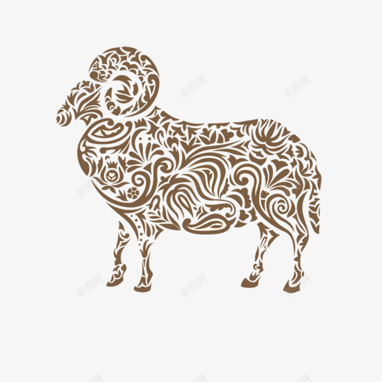 装饰生活png免抠素材_新图网 https://ixintu.com 牧羊人 线描 羊 羊毛 艺术