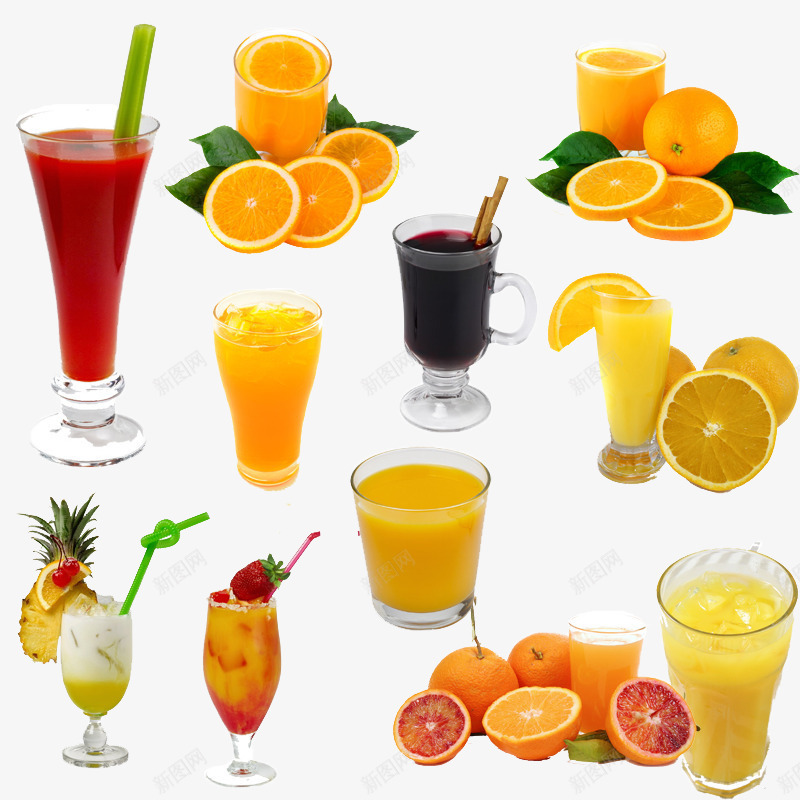 装饰图案各种种类的水果和果汁png免抠素材_新图网 https://ixintu.com 各种种类的水果 果汁 柠檬 橙子 装饰图案