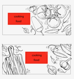 素描课程烹饪食材横幅矢量图高清图片