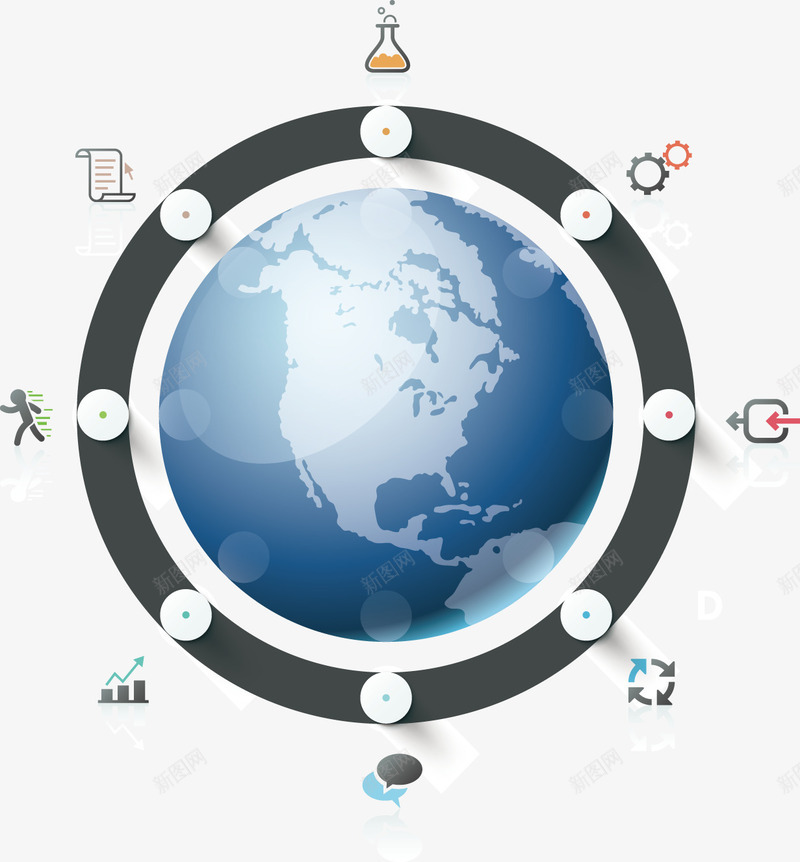 创意圆环地球说明图png免抠素材_新图网 https://ixintu.com 分类 导图 环形 目录