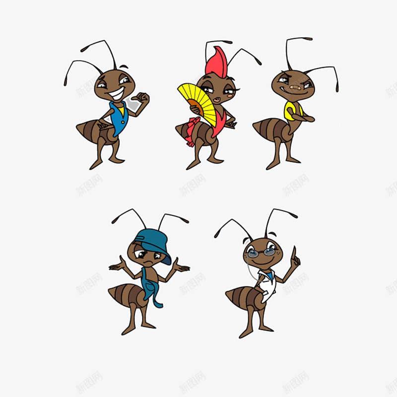 各种姿势的小蚂蚁卡通psd免抠素材_新图网 https://ixintu.com 卡通 小蚂蚁 灰色 站立的
