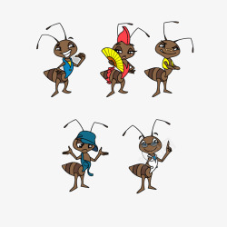 各种姿势的小蚂蚁卡通素材