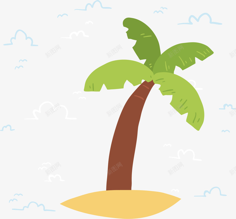 带有沙滩的椰子树矢量图ai免抠素材_新图网 https://ixintu.com 卡通 叶子 树木 椰子 沙子 沙滩 褐色 黄色 矢量图