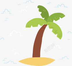 带有沙滩的椰子树矢量图素材