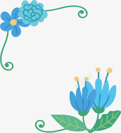 蓝色花朵文档框蓝色花朵标题框矢量图高清图片