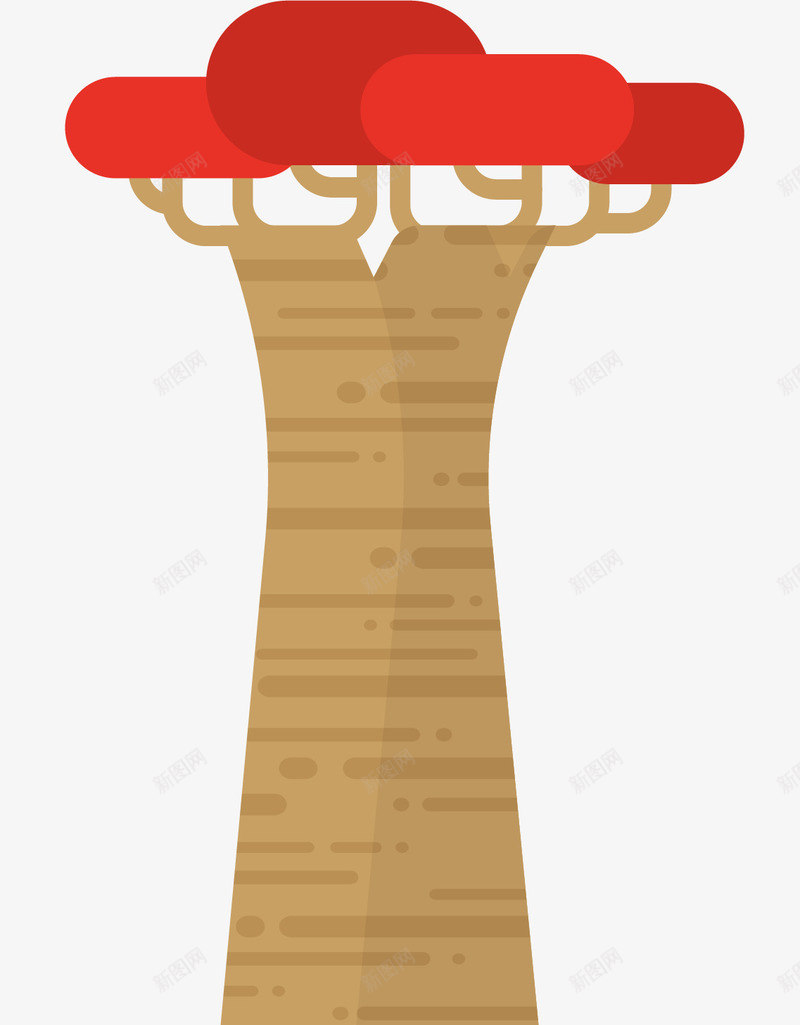 弧形卡通面包树png免抠素材_新图网 https://ixintu.com 卡通风格 弧形 猴面包树 矢量树木 粗大 非洲树