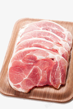 肥猪肉条纹砧板与鲜猪肉高清图片