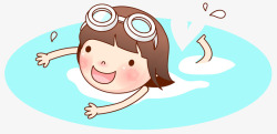 游泳镜游泳的小女孩高清图片