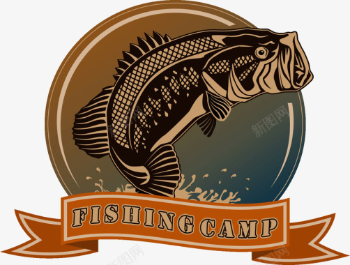 钓鱼俱乐部标签图标图标
