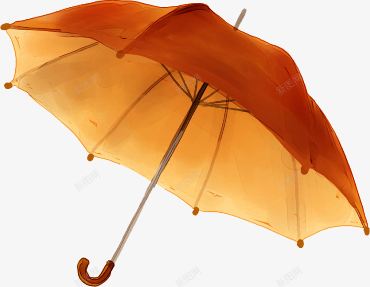 手绘雨伞png免抠素材_新图网 https://ixintu.com 伞 手绘 橙色 雨伞