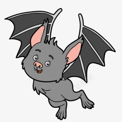 灰色蝙蝠卡通手绘蝙蝠动物矢量图高清图片
